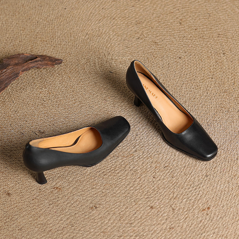 Elviera | Zapatos de salón cuadrados de cuero