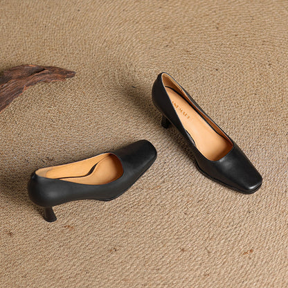 Elviera | Zapatos de salón cuadrados de cuero