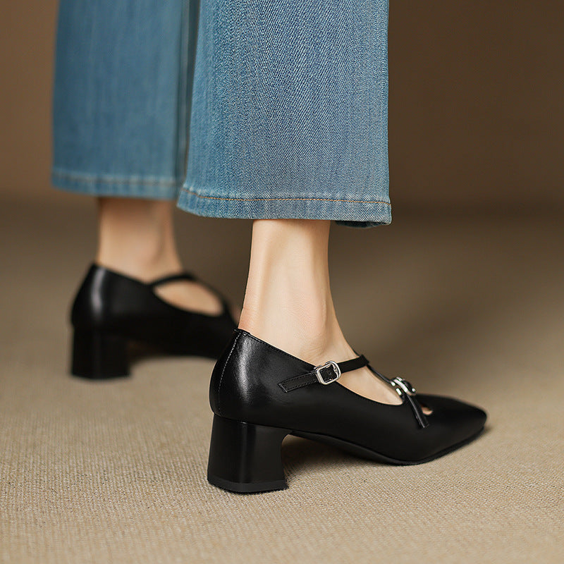 Marvane | Zapatos de tacón bajo de piel