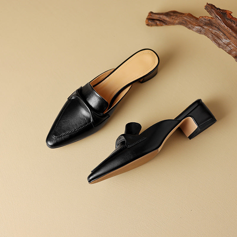 Marloe | Mules de cuero con punta afilada