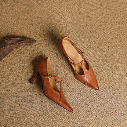 Aveline | Zapatos de salón con tiras en T de cuero