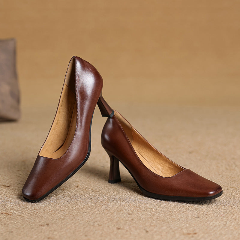Elviera | Zapatos de salón cuadrados de cuero