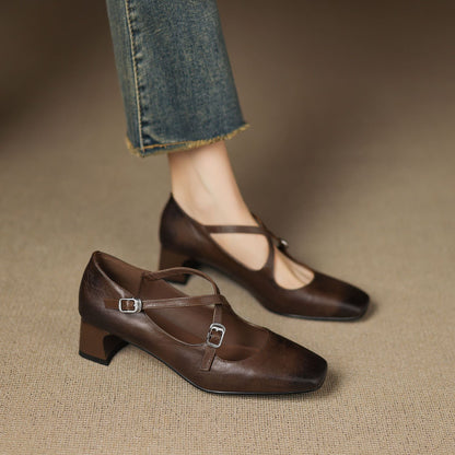 Marvane | Zapatos de tacón bajo de piel