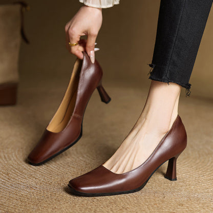 Elviera | Zapatos de salón cuadrados de cuero