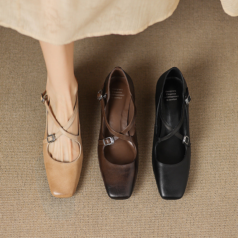 Marvane | Zapatos de tacón bajo de piel