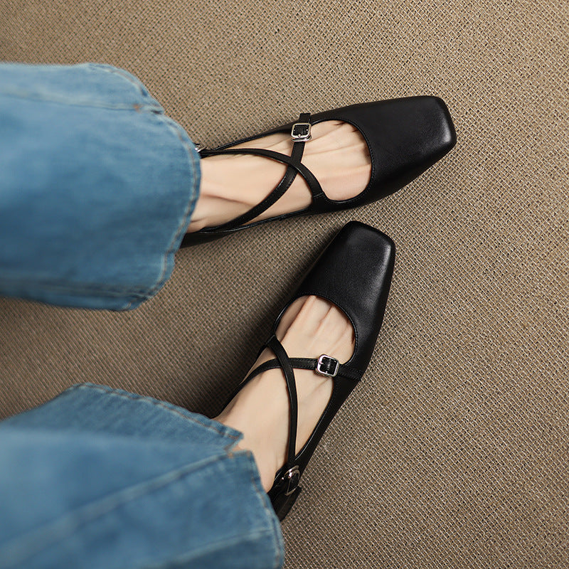 Marvane | Zapatos de tacón bajo de piel