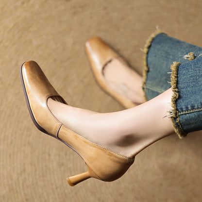Elviera | Zapatos de salón cuadrados de cuero
