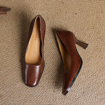 Elviera | Zapatos de salón cuadrados de cuero