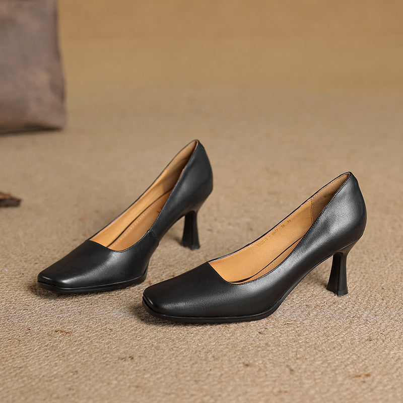 Elviera | Zapatos de salón cuadrados de cuero