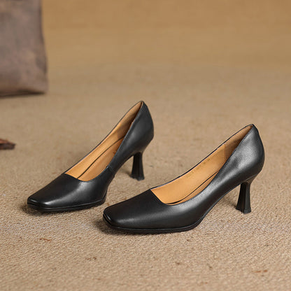 Elviera | Zapatos de salón cuadrados de cuero