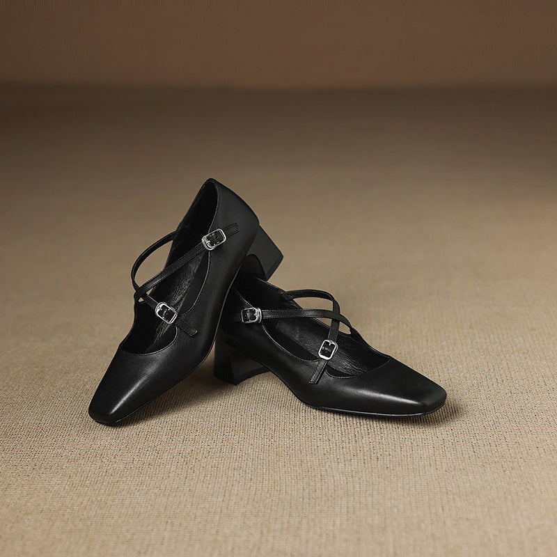 Marvane | Zapatos de tacón bajo de piel