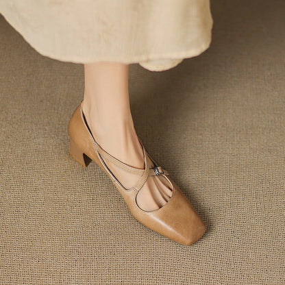 Marvane | Zapatos de tacón bajo de piel