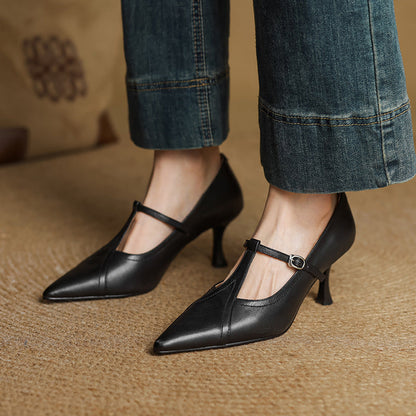 Aveline | Zapatos de salón con tiras en T de cuero