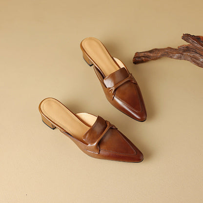 Marloe | Mules de cuero con punta afilada