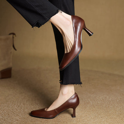 Elviera | Zapatos de salón cuadrados de cuero