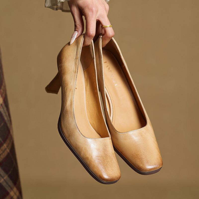 Elviera | Zapatos de salón cuadrados de cuero