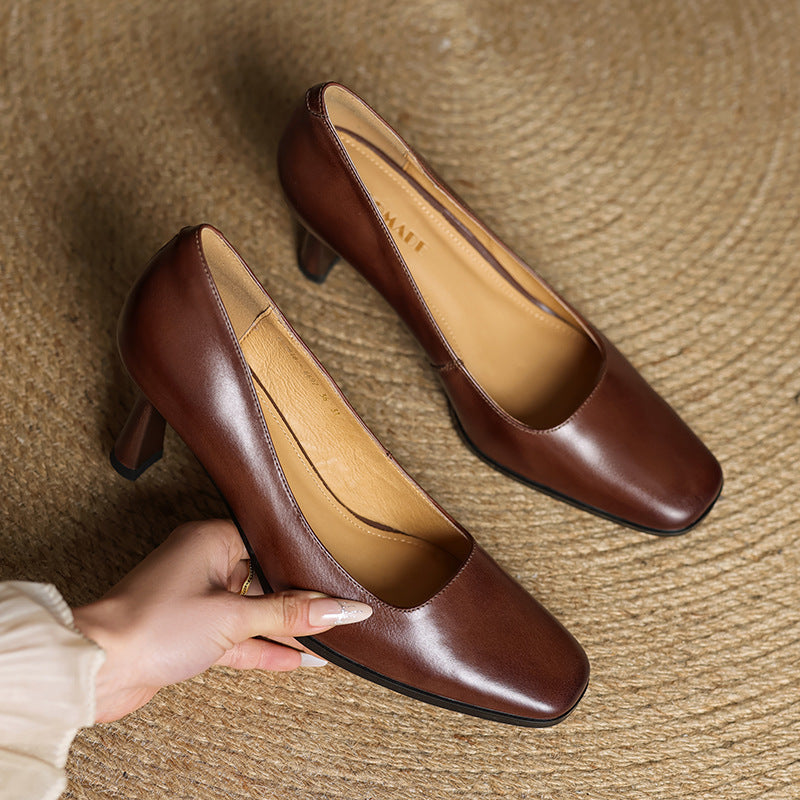 Elviera | Zapatos de salón cuadrados de cuero