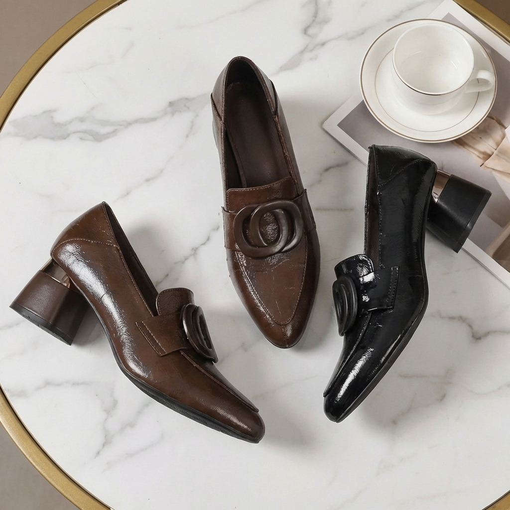Valora | Mocasines de cuero con tacón